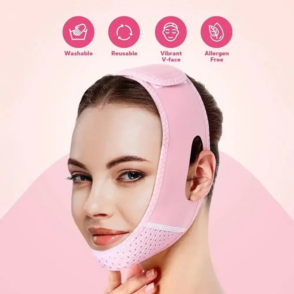 Velfina V-Line Facial Band | Double Chin Reduction & Skin Tightening | Reusable & Breathable | For Women & Men