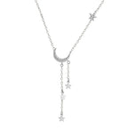 Crescent Moon Dangling Star Necklace