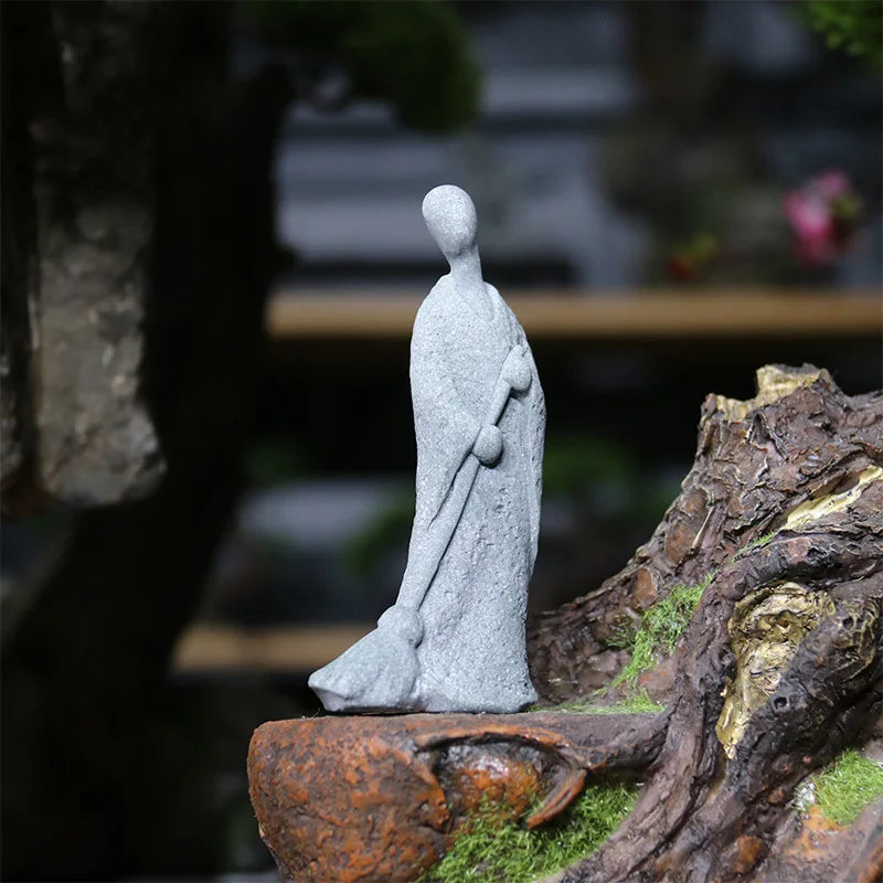 Buddha Stone Statue Small Buddhist Monks Tibetan Buddhism Figures Zen Garden Ornament Meditation Home Aquarium Decoration