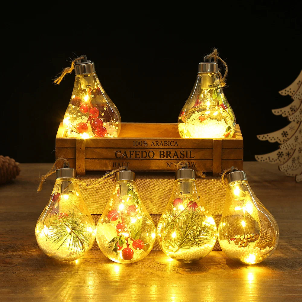 LumiLeaf LED Light Orb with Leaves | Transparent Decorative Light with Warm Sparkle | Battery Operated & Hangable | For Weddings, Christmas & Living Room