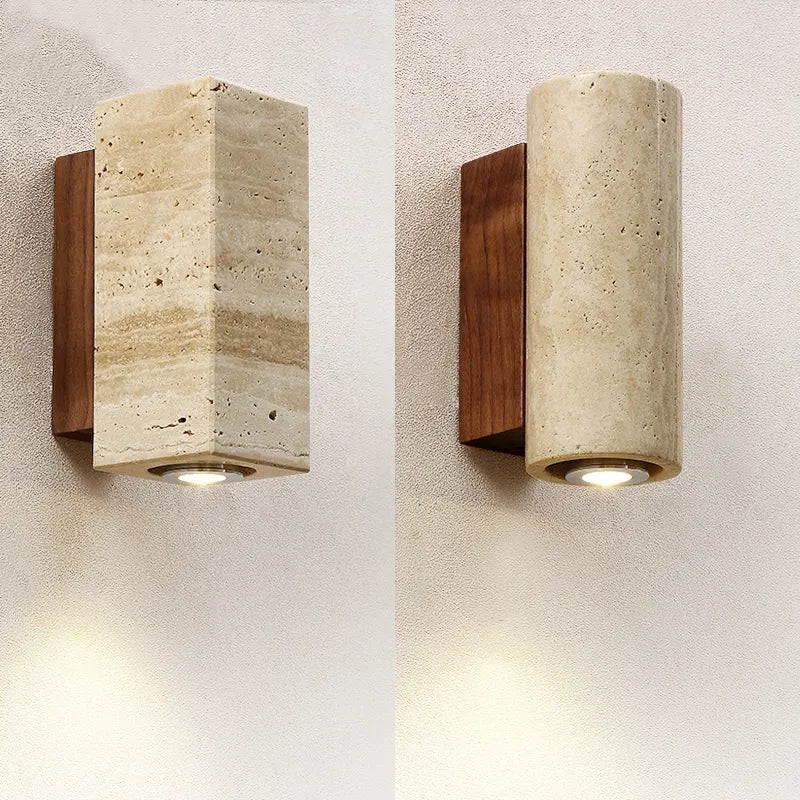 Modern Natural LED Wall Lamp made of Travertine