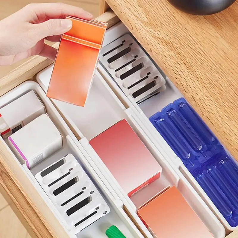 FlexiSort Cutlery Tray | Expandable Cutlery Organizer | Flexible & Space-Saving | White