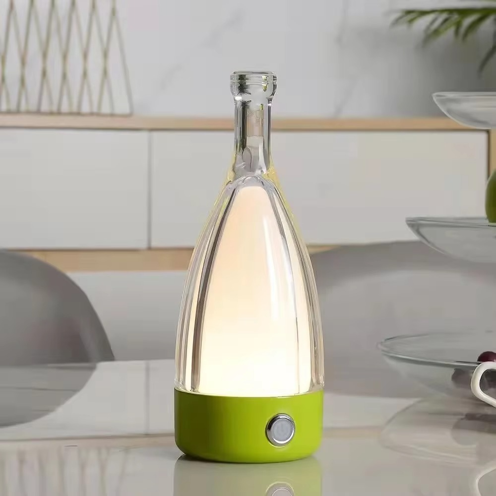 Wine Bottle Desk Lamp with Bluetooth Speaker – Rechargeable Modern Bedside Night Light
