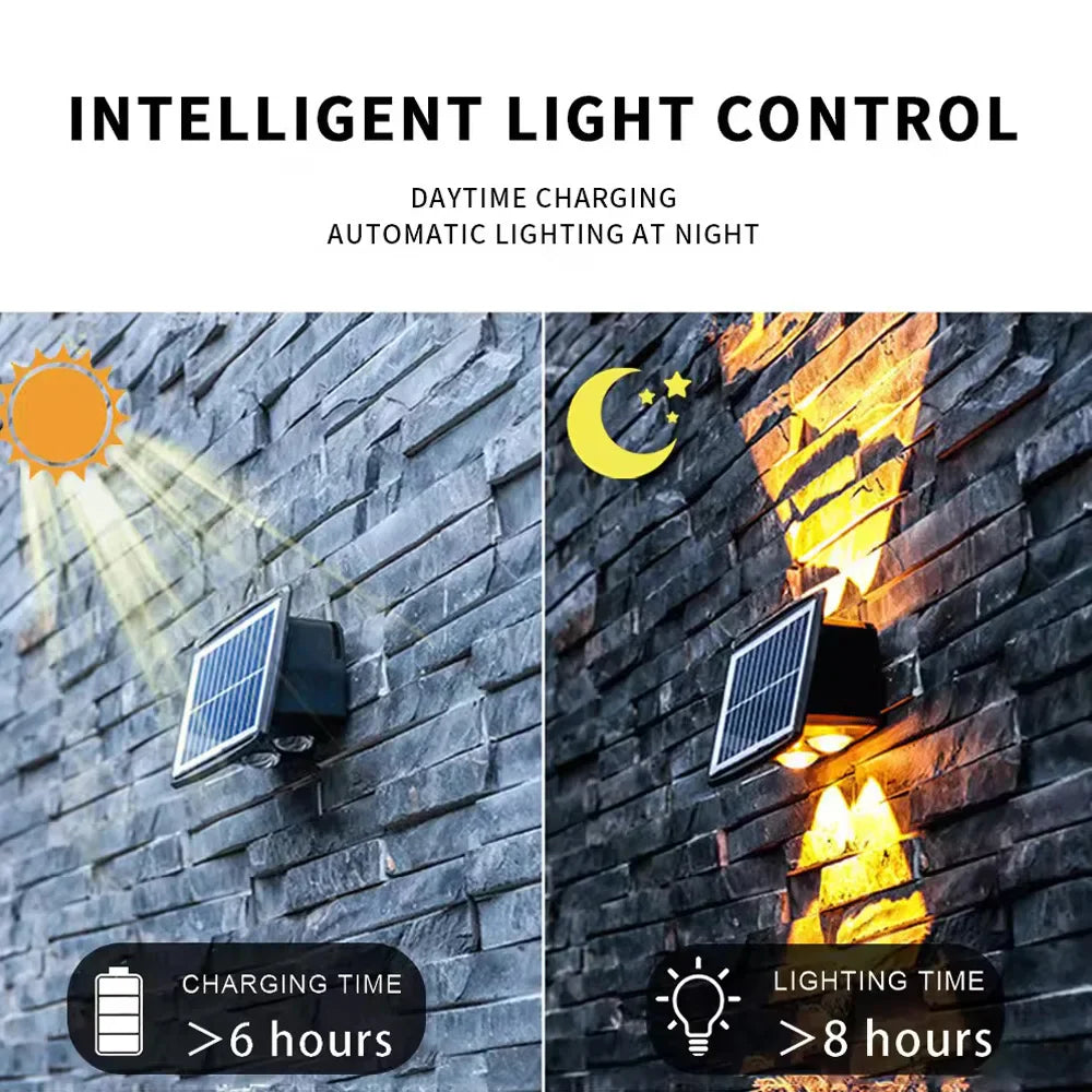 Solar LED outdoor wall light with up & down effect – Modern wall lighting for garden and terrace