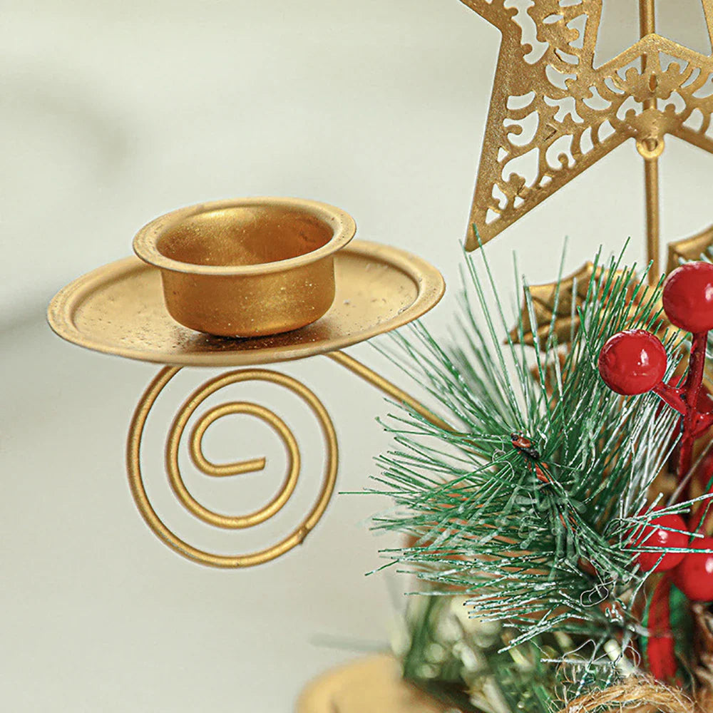 Candle Holder LumiNoel | Golden Christmas Candle Holder Made of Iron | Snowflake, Star, Tree & Reindeer | Table Decoration for Christmas & New Year