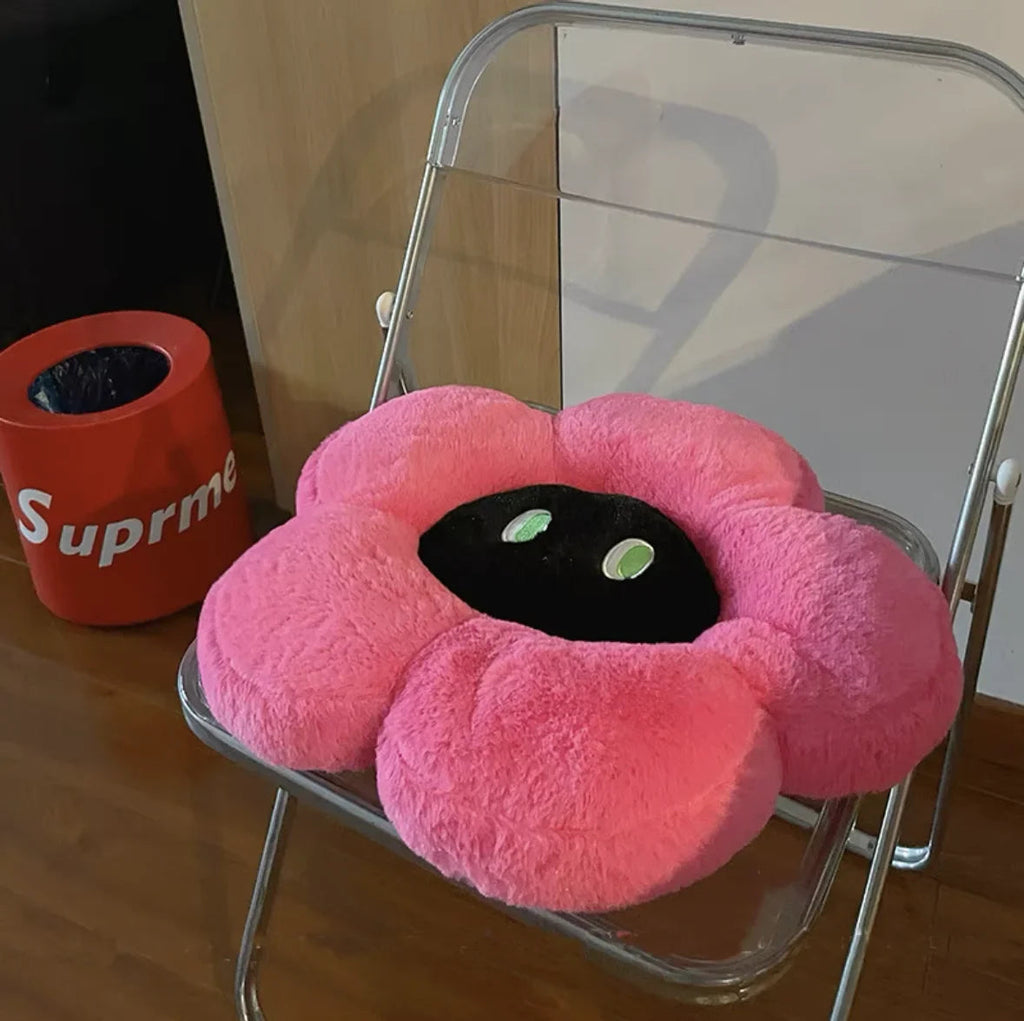 Fluffy Flower Cushion with Eyes