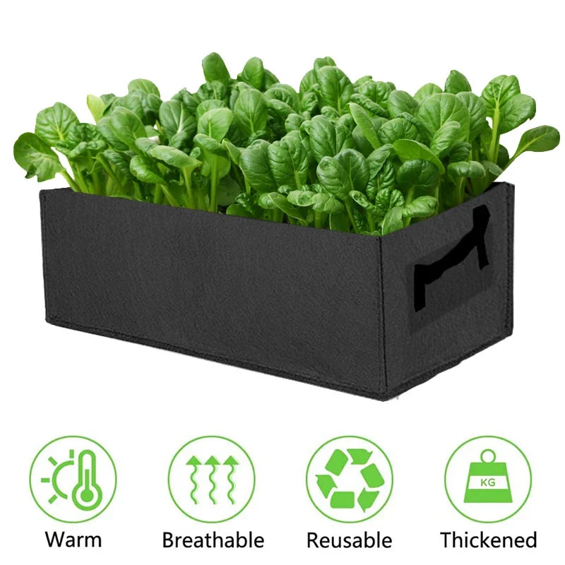 Foldable storage box made of felt for plants with handles