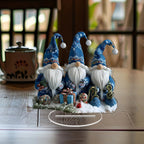 GlasNordic Christmas Gnome Decoration | Acrylic Table Figure 18 cm | 3 Gnomes in Blue | Festive Decoration for Living Room, Kitchen & Office