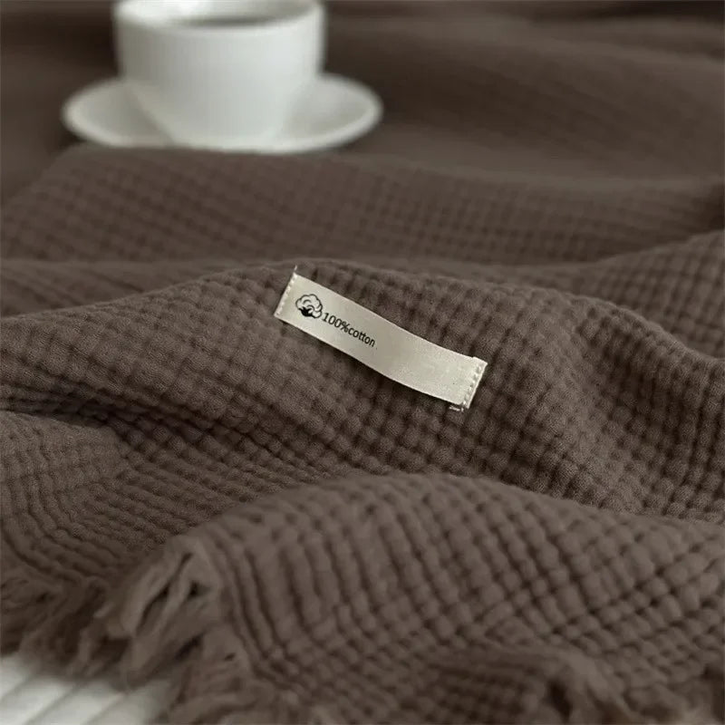 Solid color cotton sofa blanket