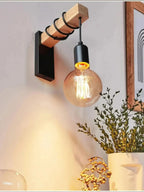 Vintage Wood & Iron Wall Lamp – RetroLume E27