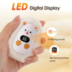 Furrio Electric Hand Warmer Fox | Rechargeable 1200 mAh | 3 Heat Levels & Digital Display | Plush Surface | USB Type-C | Portable for Winter & Office