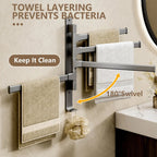 Bathroom Towel Holder Rotatable Towel Rack Space Aluminum 1/2/3/4/5-Bar Towel Holder Kitchen Shelf Kitchen Hanging Shelf Wall Mounted