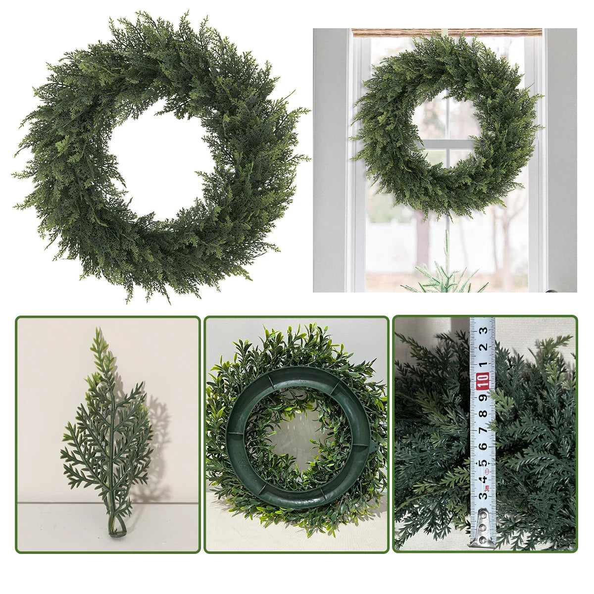 Verdania | Artificial Cedar Wreath | Evergreen | 30 cm Ø | Low Maintenance Decor for Home & Garden