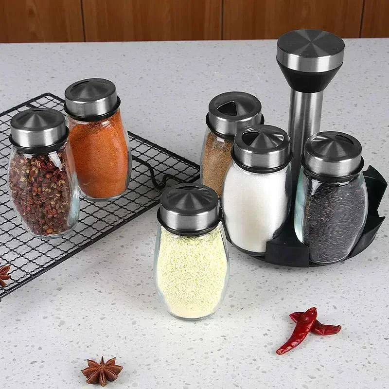 Rotating Glass Spice Storage Set