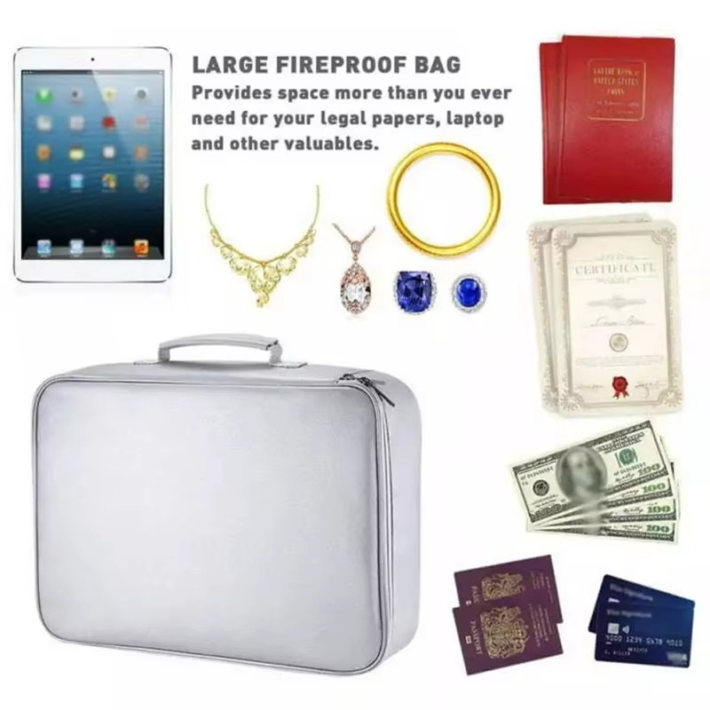 Fireproof and Waterproof Document Organizer Bag – Portable Protective Storage for Travel and Home Security