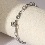 Chunky Paperclip Tassel Ball Bracelet