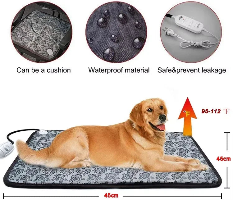 Heated Pet Mat PawTherm | Temperature Control & Timer | Waterproof & Safe | For Dogs & Cats