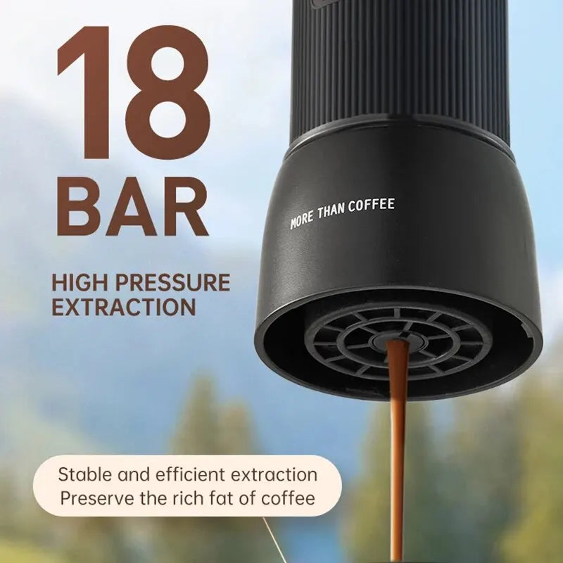 Portable Coffee Machine 18 Bar, Hand Pressure Operation, ZZUOM CM101, Compact Extraction for Outdoor Camping Travel Use
