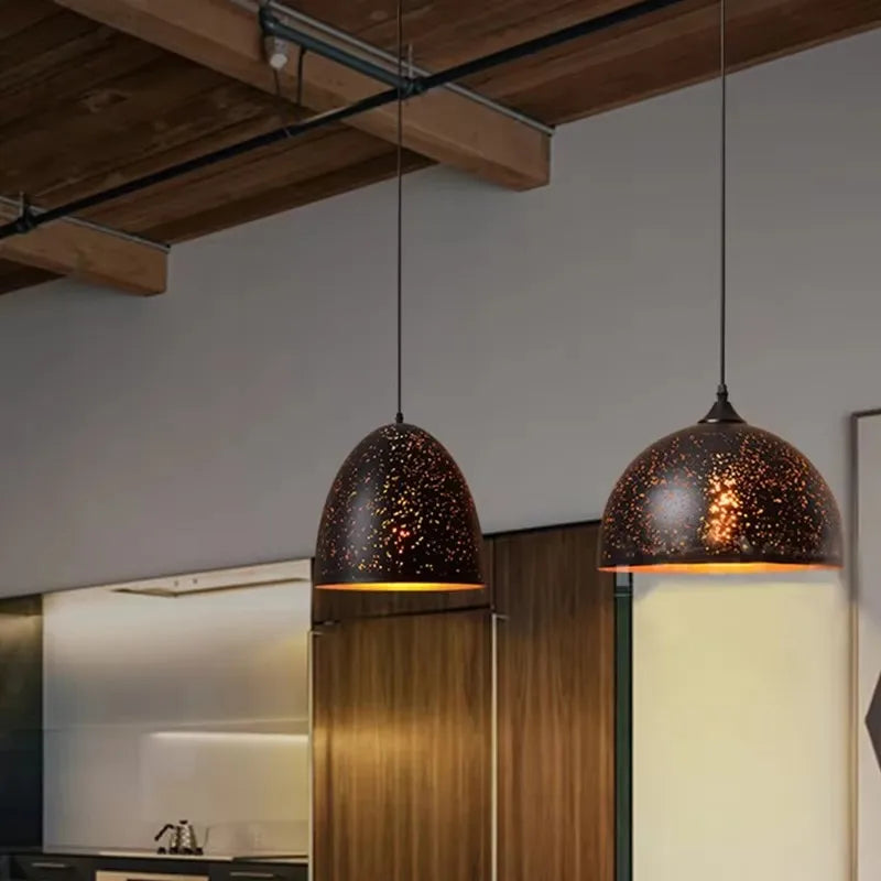 Vintage Iron Pendant Lamp in Scandinavian Retro Loft Style