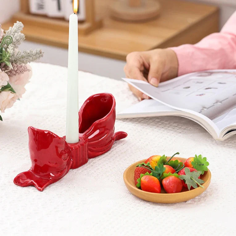 Bowknot-Shaped Ceramic Candle Holder