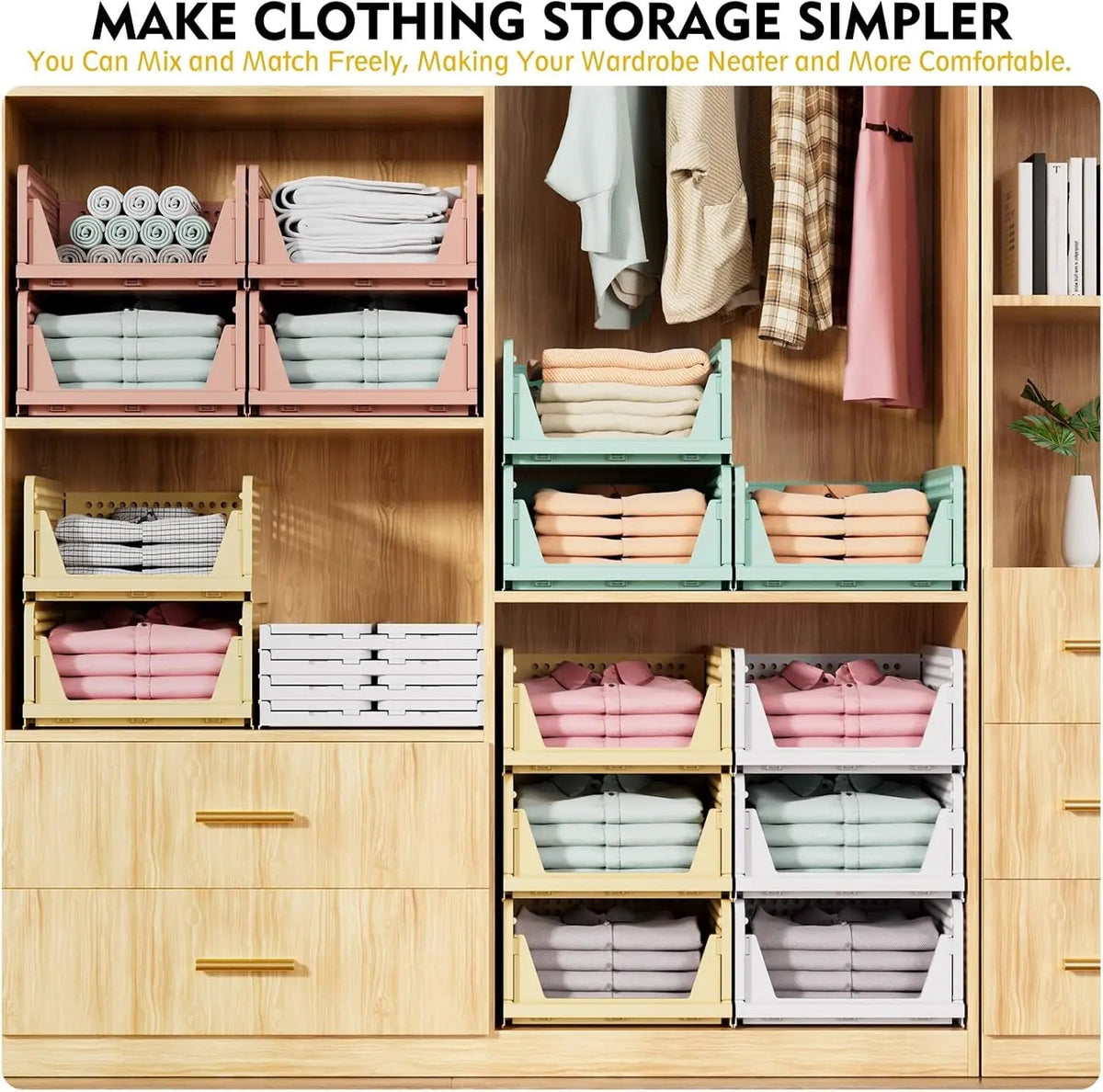 5-Pack Stackable Foldable Closet Storage Boxes – Liora