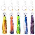 5pcs Rigged Trolling Skirt Tuna Lures for Mahi, Marlin, Shark, and Wahoo – Big Game Saltwater Fishing Lures
