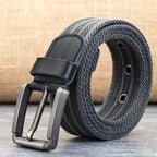Men’s Canvas Belt – Adjustable Casual Striped Waistband