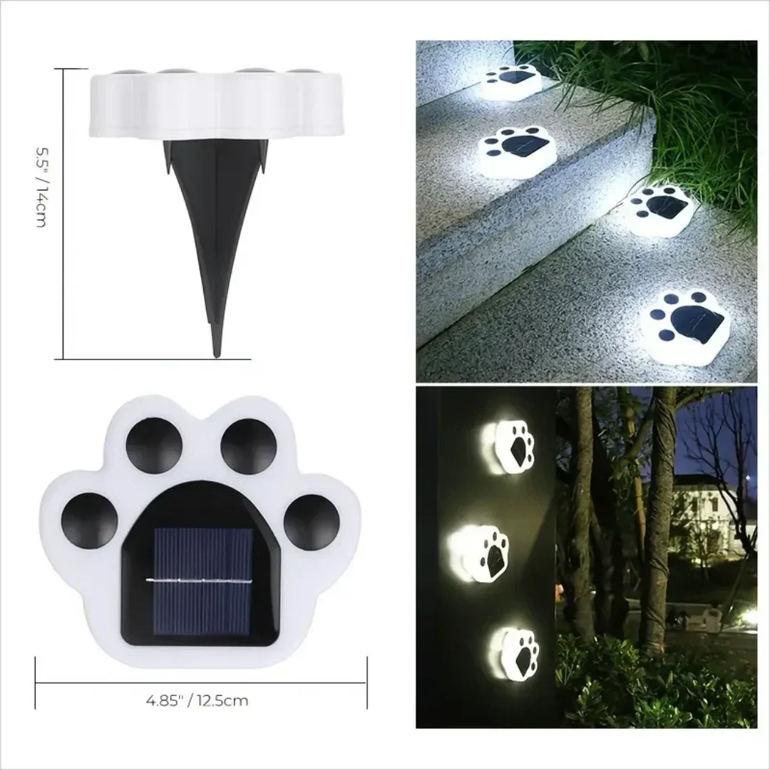 Glowing Paw LED Solar Pathway Outdoor Lights