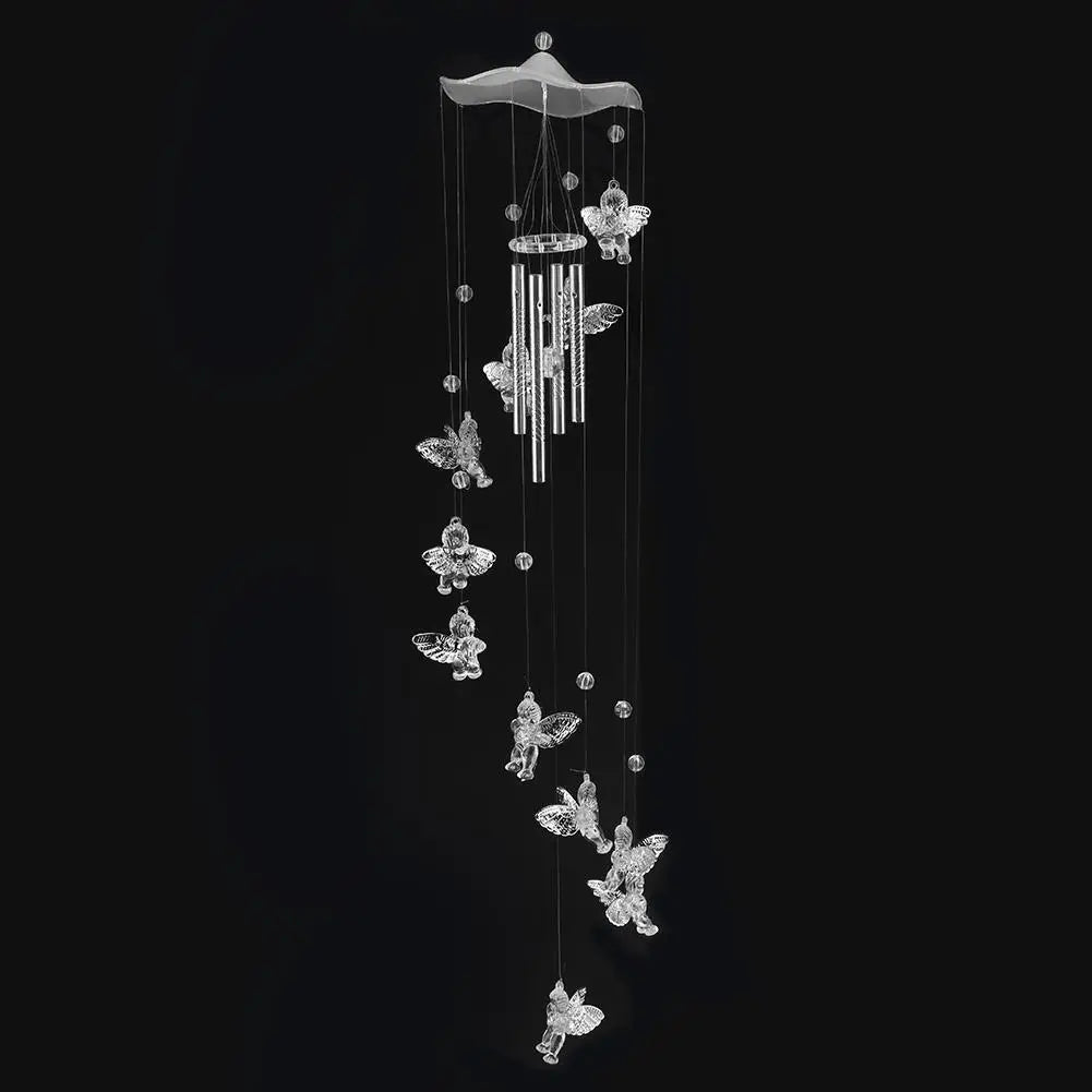 Klangverve Wind Chime "Air Kiss" | Romantic Sound Games with Butterfly & Bell | 55 cm Metal Decor for Garden, Balcony & Window