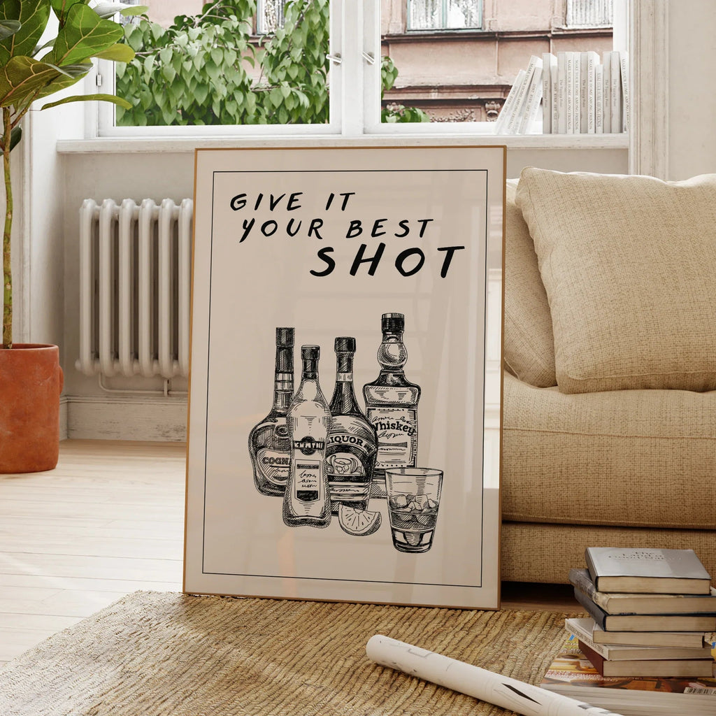 Give It Your Best Shot" Wall Art – Bold & Playful Bar Decor