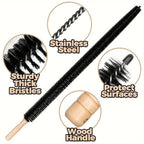 Dustello Cleaning Brush with Wooden Handle | Flexible & Extra Long | For Radiators, Pipes & Furniture Gaps | 70–75 cm