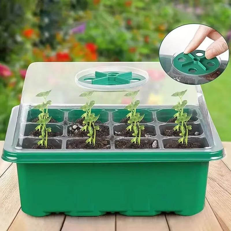 12-Cell Plastic Seedling Starter Tray for Succulent and Garden Seeds