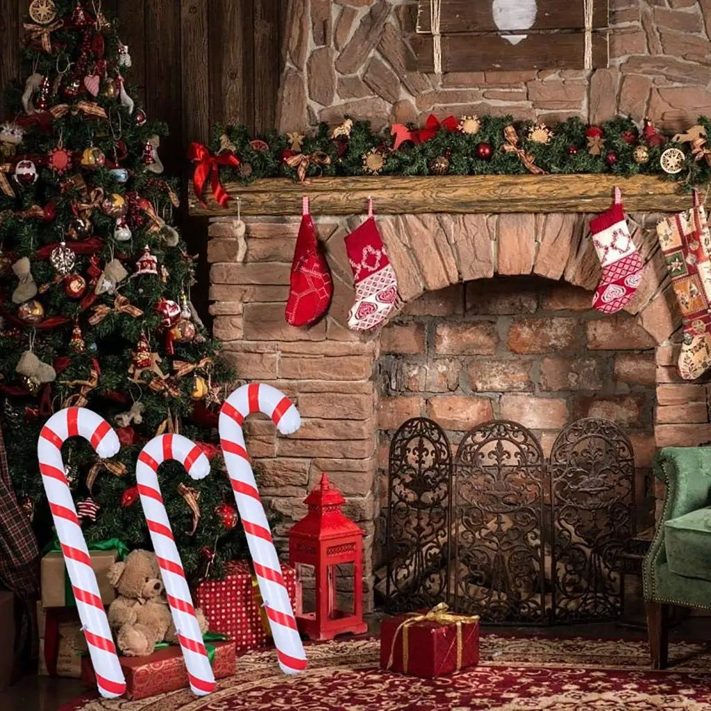 CandyFest Inflatable Christmas Candy Canes – Set of 4 PVC Decorations of 87 cm