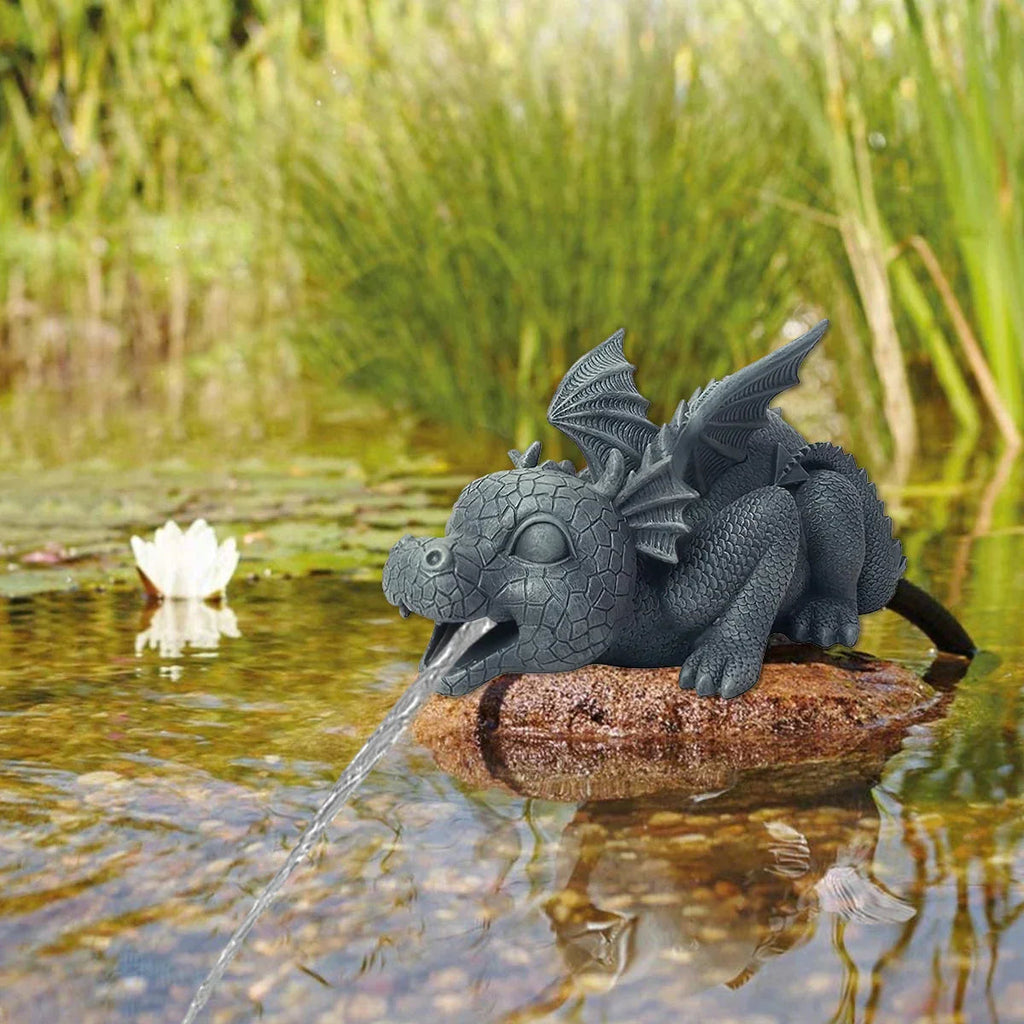 Water spraying dragon statue made of resin Weatherproof Realistic water spray scenes resin garden decoration