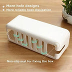 Cable Box OrgaWood | Desk Organizer made of Wood & Plastic | For Chargers, Cables & Accessories | 29.5×11.4×11 cm