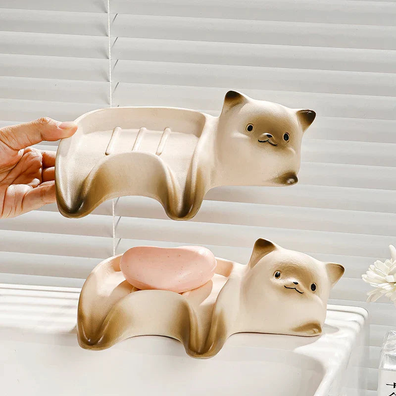 Lazy Cat Ceramic Soap Holder