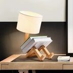 Wooden Table Lamp with Book Holder – Modern Design for Your Home