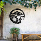 ZENORA Metal Wall Decor Bonsai | Japanese Design with Torii & Enso | 40 × 40 cm