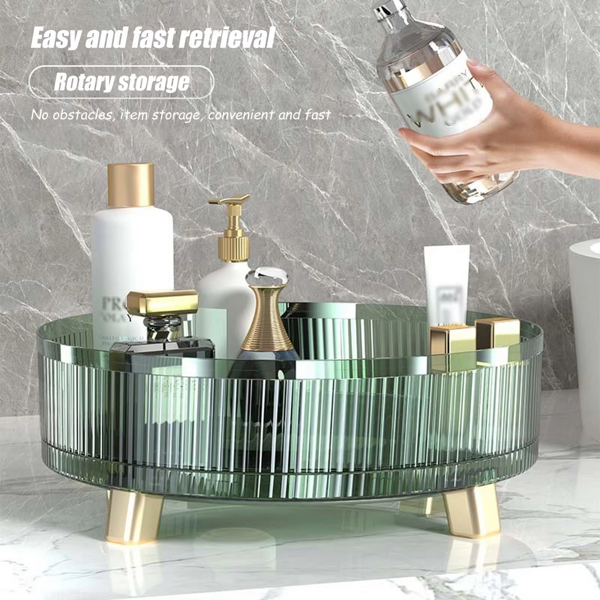Clear Rotating Makeup Organizer for Easy Access & Display