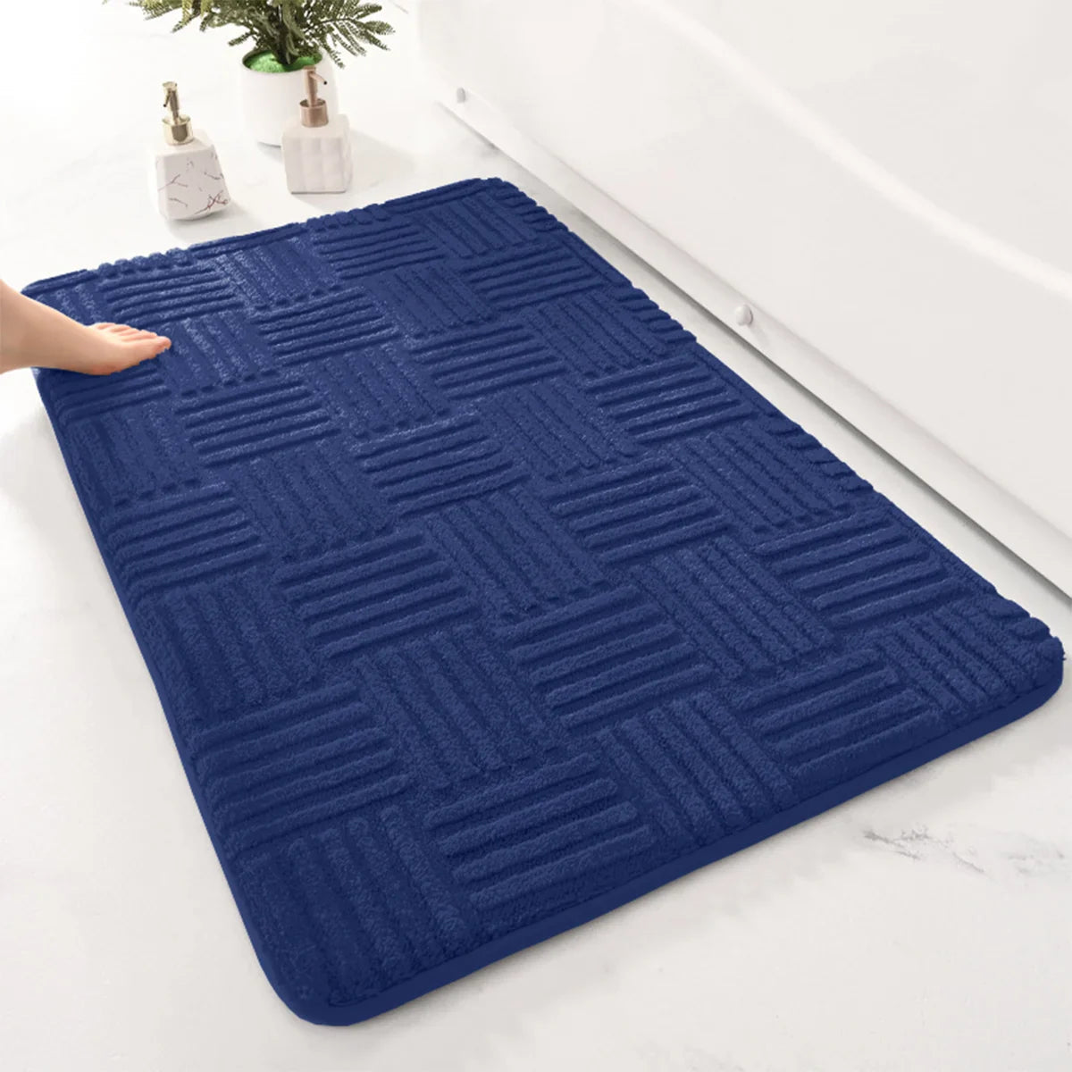 Bath Mat AquaStripes | Non-slip & Highly Absorbent | Soft & Easy Care | For Bathroom & Entrance