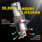 2pcs 30000LM LED Headlight Bulbs H4 H7 9003 CSP Fanless High Low Beam 12V 24V