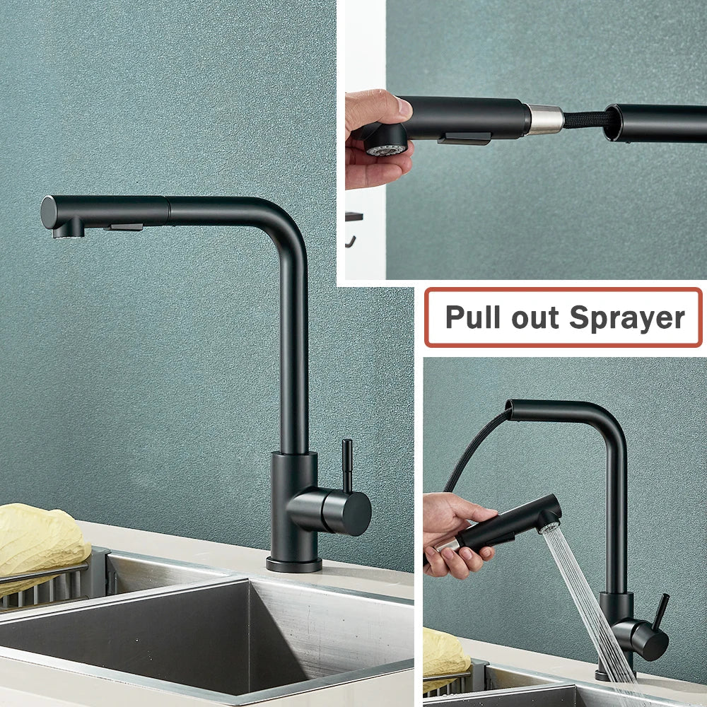 FlexiJet Black extendable kitchen faucet