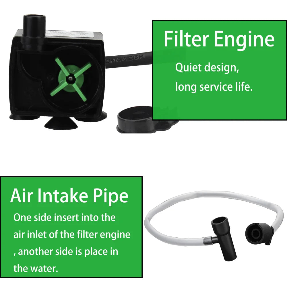 AquaThero Water Filter Pump for Aquariums | Submersible Pump with Filter & Oxygen Supply | For Fresh & Saltwater | EU Plug