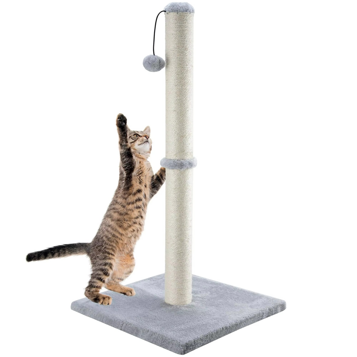 Tall Sisal Cat Scratching Post with Dangling Ball for Indoor Cats and Kittens
