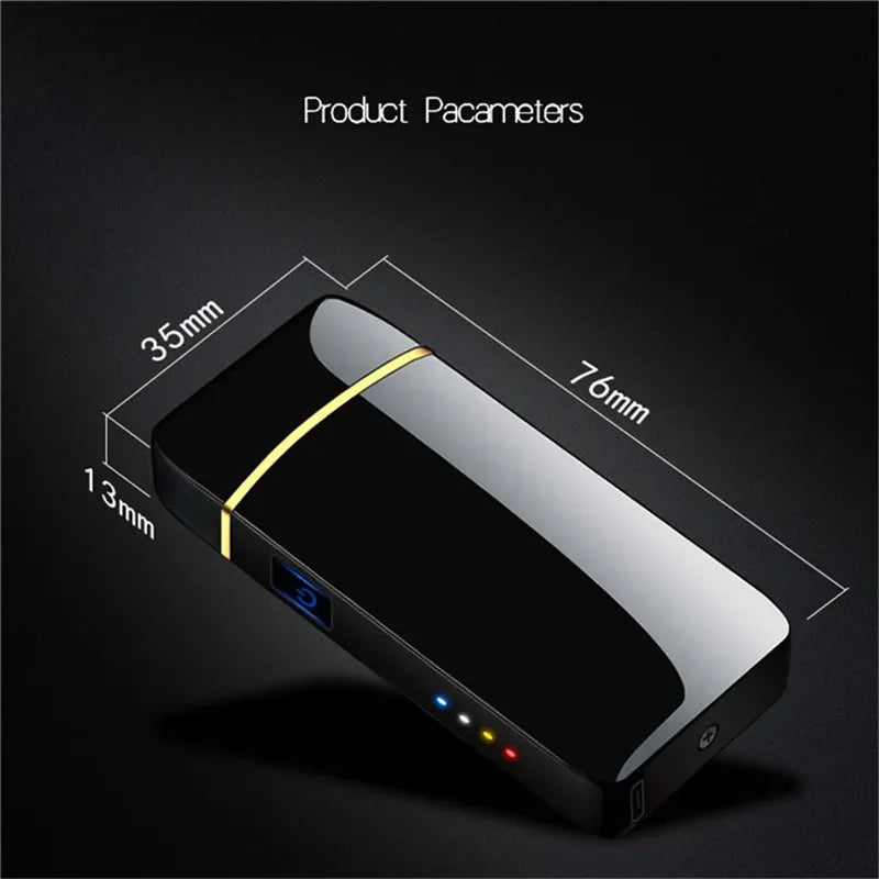 Rechargeable USB Plasma Lighter with Windproof Double Arc Flame – Stylish Metal Design for Indoor and Outdoor Use