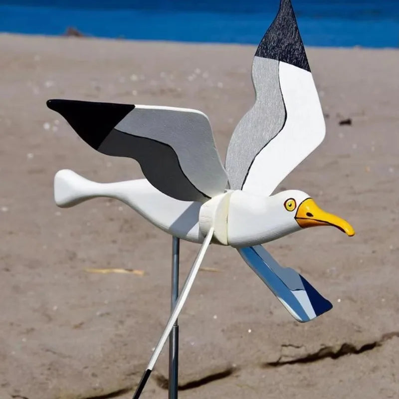 Garden decor wind bird SkyGull | Creative wind spinner with seagull motif | Weatherproof & height adjustable | 25 cm figure