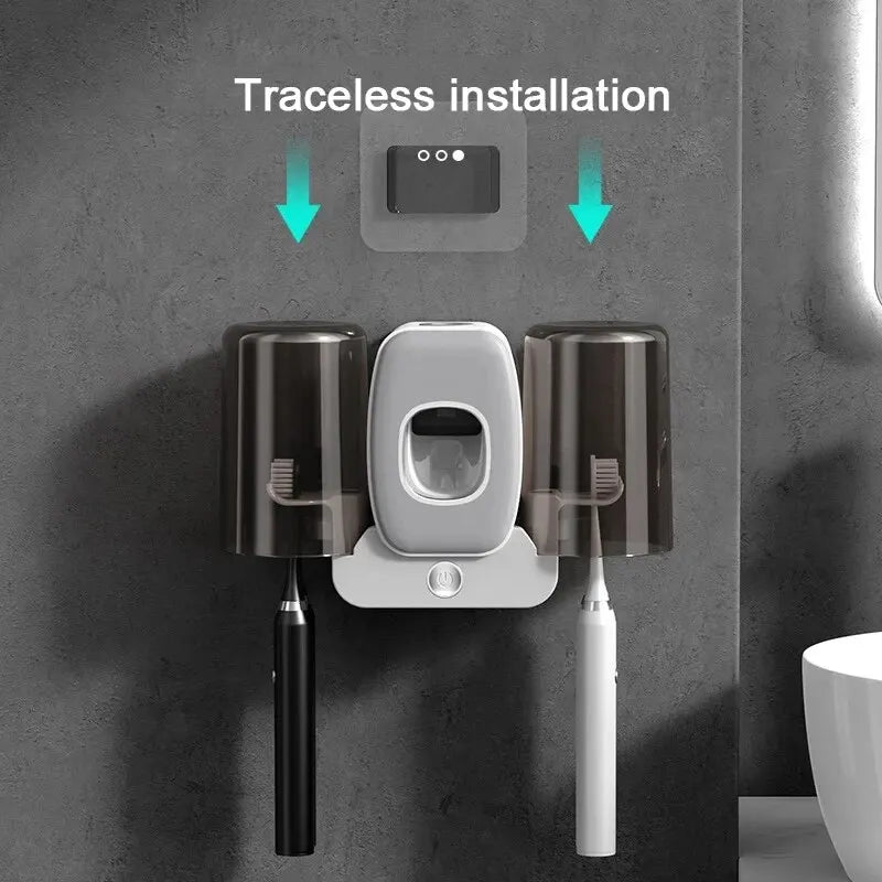 UV Toothbrush Holder PureBrush UV | Sterilization with UV Light | Automatic Toothpaste Dispenser | Wall Mounting Without Drilling