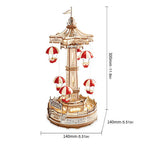 ROKR Parachute Tower Music Box | 3D Wooden Puzzle with Movement & Light | DIY Kit 184 Pieces | Magical Carnival for Kids & Adults