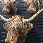 Woven Willow Highland Cow Resin Home Décor Figurine