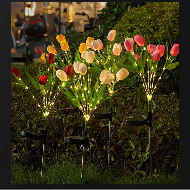 GlowPetal Solar tulip | Decorative light for garden & balcony | LED light & weatherproof | Tulip shape with solar panel
